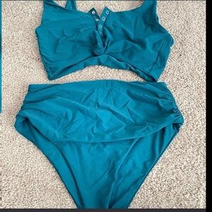 Teal High-Waist Bikini Set